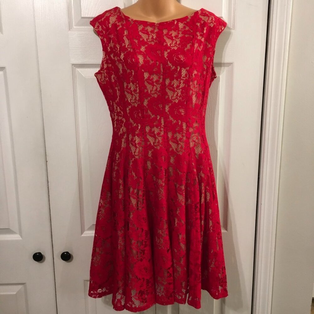 Julian Taylor Red Lace Dress
